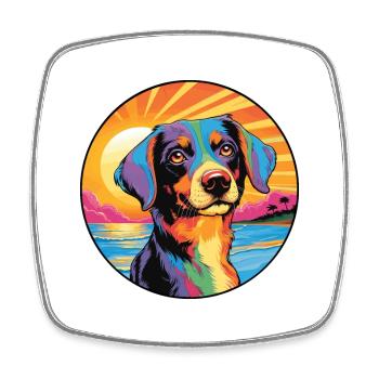Ariegeois Race De Chien Coloré Dessin Animé Aquarelle - Magnet carré - blanc - Devant