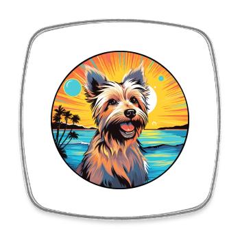 Australian Silky Terrier Dog Breed Colorful Cartoo - Square fridge magnet - white - Front