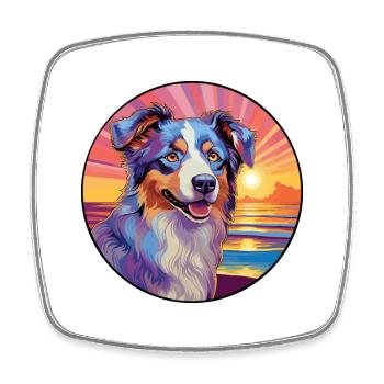 Berger Australien Chien Race Coloré Cartoon Wat - Magnet carré - blanc - Devant