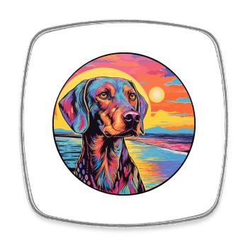 Auvergne Pointing Dog Breed Colorful Cartoon Water - Square fridge magnet - white - Front