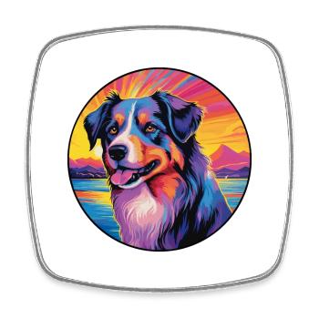 Baskischer Schäferhund Rasse Bunte Karikatur Waterco - Viereckiger Kühlschrankmagnet - Weiß - Vorne