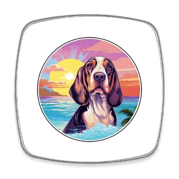 Basset Bleu De Gascogne Dog Breed Colorful Cartoon - Square fridge magnet - white - Front