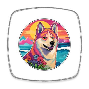 Akita Inu Hunderasse Bunte Karikatur Aquarell - Viereckiger Kühlschrankmagnet - Weiß - Vorne