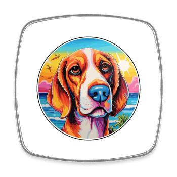 American Foxhound Hund Rasse buntes Karikatur Wasser - Viereckiger Kühlschrankmagnet - Weiß - Vorne