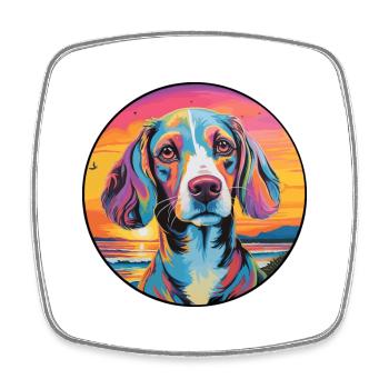 Austrian Brandlbracke Dog Breed Colorful Cartoon W - Square fridge magnet - white - Front