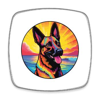 Belgische Malinois-Hunderasse Bunte Karikatur Waterc - Viereckiger Kühlschrankmagnet - Weiß - Vorne
