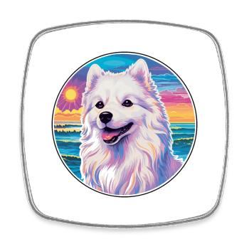 American Eskimo Dog Breed Colorful Cartoon Waterco - Square fridge magnet - white - Front