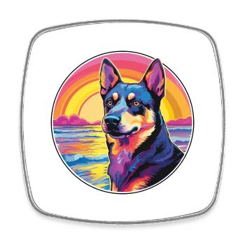 Australian Kelpie Dog Breed Colorful Cartoon Water - Square fridge magnet - white - Front