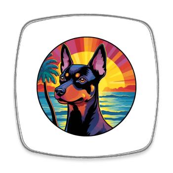 Österreichischer Pinscher Hunderasse buntes Karikaturwasser - Viereckiger Kühlschrankmagnet - Weiß - Vorne