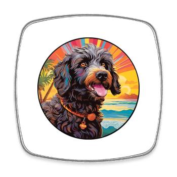 Barbet Dog Breed Colorful Cartoon Watercolor - Square fridge magnet - white - Front
