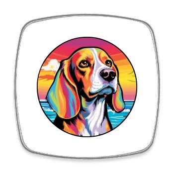 Beagle Harrier Hunderasse Bunte Karikatur Watercol - Viereckiger Kühlschrankmagnet - Weiß - Vorne
