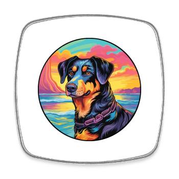 Beauceron Hunderasse Buntes Karikatur-Aquarell - Viereckiger Kühlschrankmagnet - Weiß - Vorne