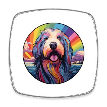 Bearded Collie Dog Breeded Colorful Cartoon Watercol - Magnet carré - blanc - Devant