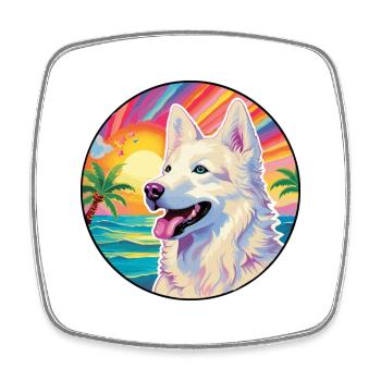 Berger Blanc Suisse Race De Chien Coloré Dessin Animé Wat - Magnet carré - blanc - Devant