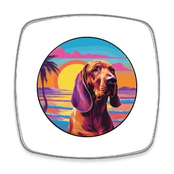 Bloodhound chien race coloré dessin animé aquarelle - Magnet carré - blanc - Devant