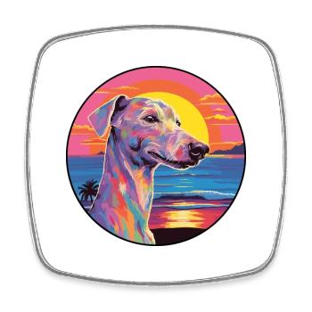 Bedlington Terrier Dog Breed Colorful Cartoon Wate - Square fridge magnet - white - Front