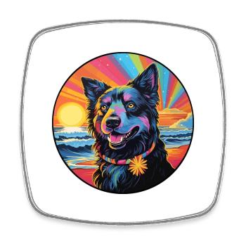 Belge Groenendael Chien Race Coloré Dessin Animé Wat - Magnet carré - blanc - Devant