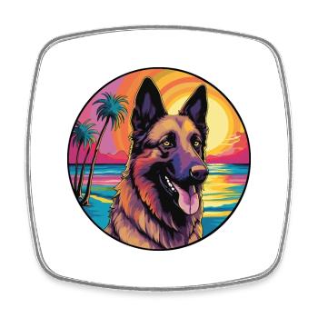 Belgian Shepherd Dog Breed Colorful Cartoon Waterc - Square fridge magnet - white - Front