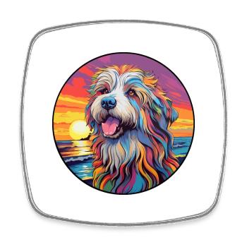 Bergamasco Schäferhund Hund Rasse Bunte Karikatur Wat - Viereckiger Kühlschrankmagnet - Weiß - Vorne
