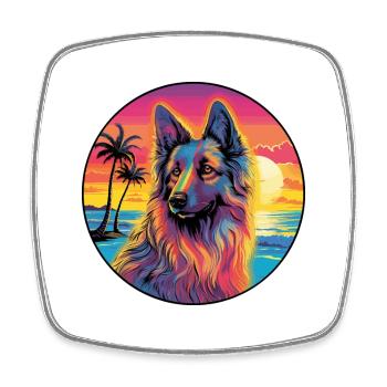Belgian Tervuren Dog Breed Colorful Cartoon Waterc - Square fridge magnet - white - Front