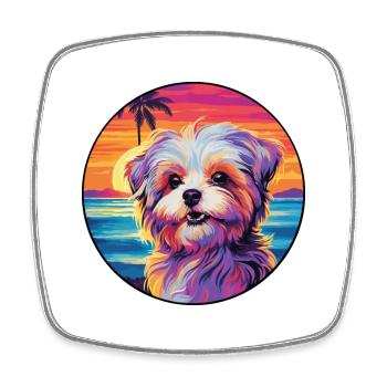 Bichon Yorkie Dog Breed Colorful Cartoon Watercolo - Square fridge magnet - white - Front