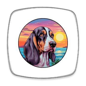 Blaue Gascogne Basset Hunderasse Bunte Karikatur Wat - Viereckiger Kühlschrankmagnet - Weiß - Vorne