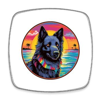 Chien de berger belge race de chien coloré dessin animé Waterc - Magnet carré - blanc - Devant