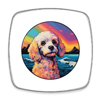Bolognese Hunderasse Bunte Karikatur Aquarell - Viereckiger Kühlschrankmagnet - Weiß - Vorne