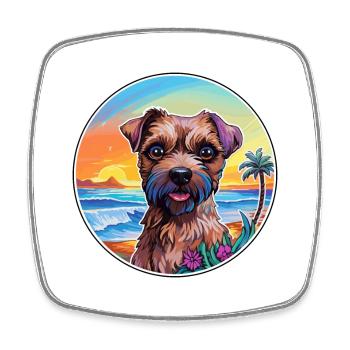 Border Terrier Chien Race Coloré Cartoon Watercol - Magnet carré - blanc - Devant