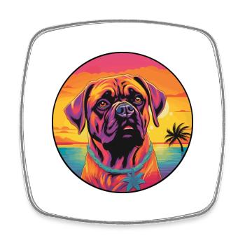 Bullmastiff chien race coloré dessin animé aquarelle - Magnet carré - blanc - Devant