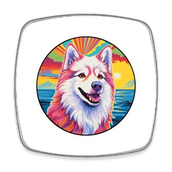 Chien esquimau canadien race coloré dessin animé Waterco - Magnet carré - blanc - Devant
