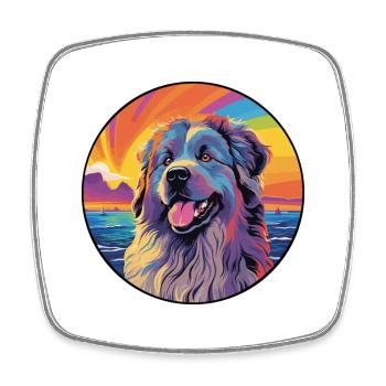 Caucasian Shepherd Dog Breed Colorful Cartoon Wate - Square fridge magnet - white - Front