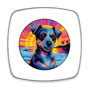 Blauer Paul Terrier Hund Rasse Buntes Karikatur Wasser - Viereckiger Kühlschrankmagnet - Weiß - Vorne