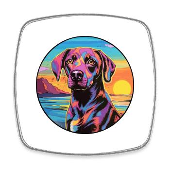 Braque Auvergne Dog Breed Colorful Cartoon Waterco - Square fridge magnet - white - Front