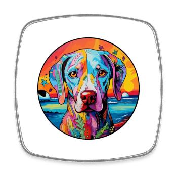 Braque Du Bourbonnais Hunderasse Bunte Karikatur W - Viereckiger Kühlschrankmagnet - Weiß - Vorne