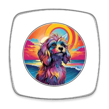 Briquet Griffon Vendéen Race De Chien Coloré Dessin Animé - Magnet carré - blanc - Devant