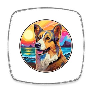 Bucovine Berger Chien Race Coloré Dessin Animé Eau - Magnet carré - blanc - Devant