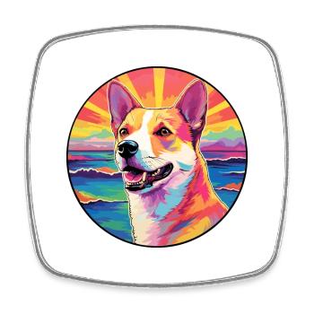 Canaan chien race coloré dessin animé aquarelle - Magnet carré - blanc - Devant