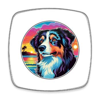 Carpathian Shepherd Dog Breed Colorful Cartoon Wat - Square fridge magnet - white - Front