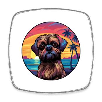 Bruxelles Griffon Chien Race Coloré Cartoon Waterc - Magnet carré - blanc - Devant