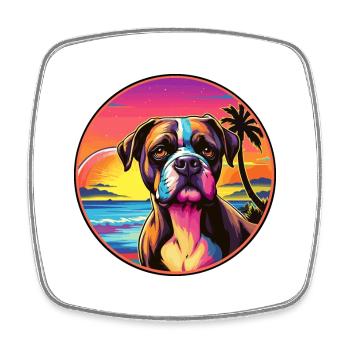 Bull Boxer Hund Rasse Bunte Karikatur Aquarell - Viereckiger Kühlschrankmagnet - Weiß - Vorne