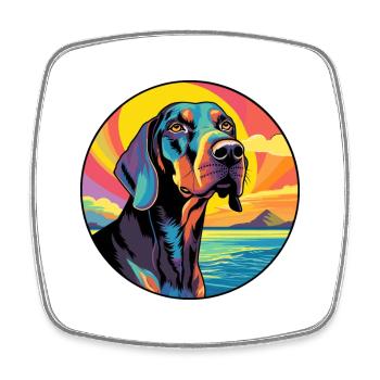 Noir Et Tan Coonhound Race De Chien Coloré Dessin Animé - Magnet carré - blanc - Devant
