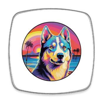Labrador canadien Husky chien race coloré dessin animé - Magnet carré - blanc - Devant