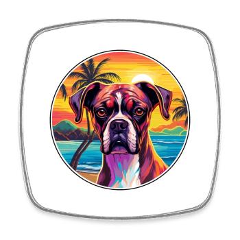 Boxer Hund Rasse Bunte Karikatur Aquarell - Viereckiger Kühlschrankmagnet - Weiß - Vorne