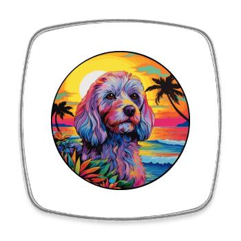Cockapoo chien race coloré dessin animé aquarelle - Magnet carré - blanc - Devant