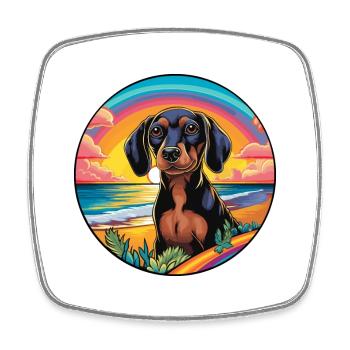 Dackel Hund Rasse Bunte Karikatur Aquarell - Viereckiger Kühlschrankmagnet - Weiß - Vorne