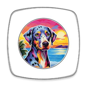 Catahoula Leopard Hund Rasse Bunte Karikatur Wasser - Viereckiger Kühlschrankmagnet - Weiß - Vorne