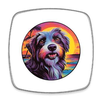 Catalan Sheepdog Dog Breed Colorful Cartoon Waterc - Square fridge magnet - white - Front