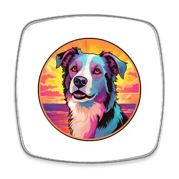 Central Asian Shepherd Dog Breed Colorful Cartoon - Square fridge magnet - white - Front