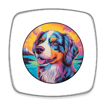 Caucasian Ovcharka Dog Breed Colorful Cartoon Wate - Square fridge magnet - white - Front